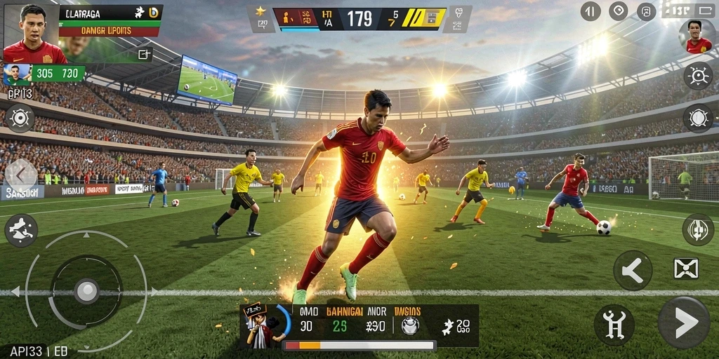 Screenshot gameplay API33 menunjukkan aksi seru dalam olahraga.