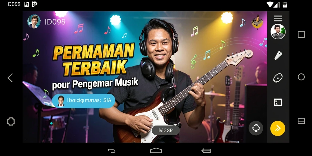 Tampilan gameplay ID098 yang menampilkan interaksi dengan musik.