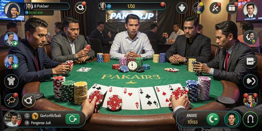 Tampilan gameplay PAKARJP dengan suasana poker yang menegangkan.