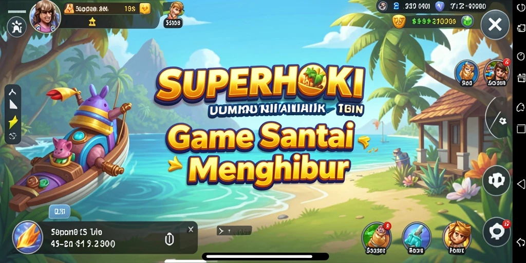 Screenshot dari gameplay SUPERHOKI yang menyenangkan dan penuh warna.