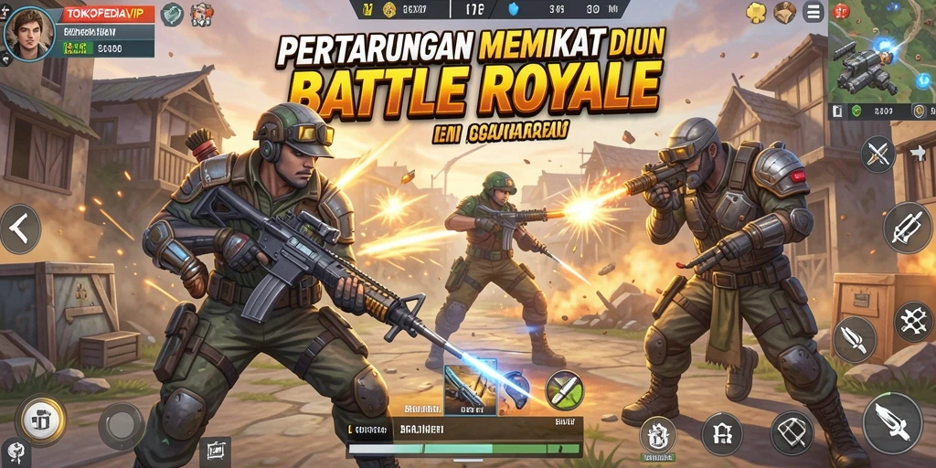 Tampilan gameplay seru dari TOKOPEDIAVIP yang penuh aksi Battle Royale.